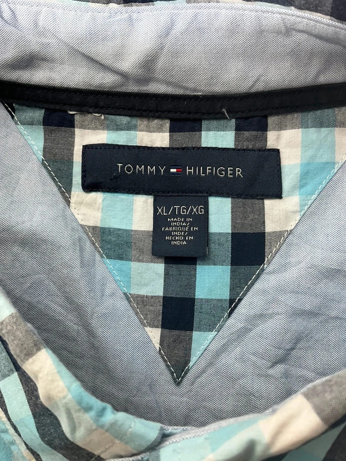 Chemise Tommy Hilfiger XL Preppy 100% Coton Vichy Bleu Ciel – photo 5